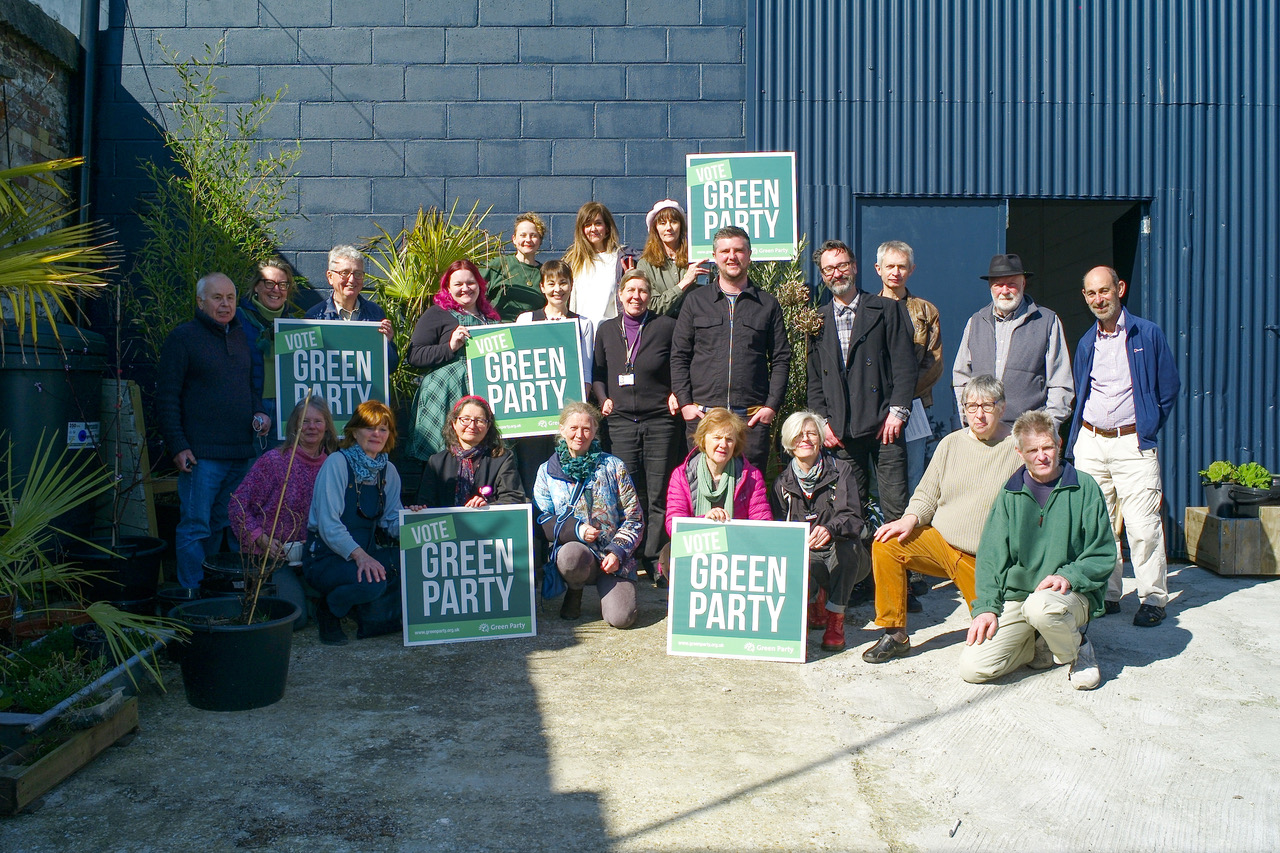 HGP members and supporters with Caroline Lucas at the launch event.

MP Caroline Lucas of the Green Party visits The Green Party in Hastings / St Leonards on Sea